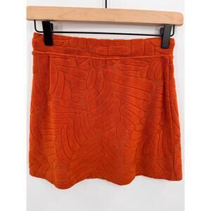 Orange Textured Terry Mini Skirt Drawstring Retro Mod Summer Chic XXS Y2 Abound